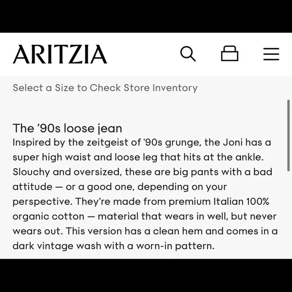 Aritzia Demin Forum Joni High Rise Loose - Picture 9 of 11